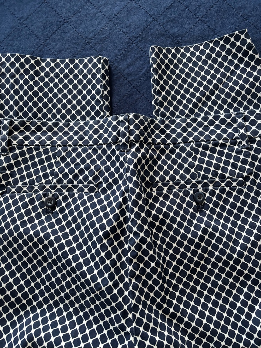 GAP Navy and White Geometric Pattern Chinos